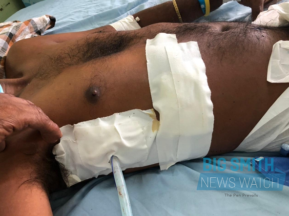 Contractor stabbed while attempting to defend duo under attack